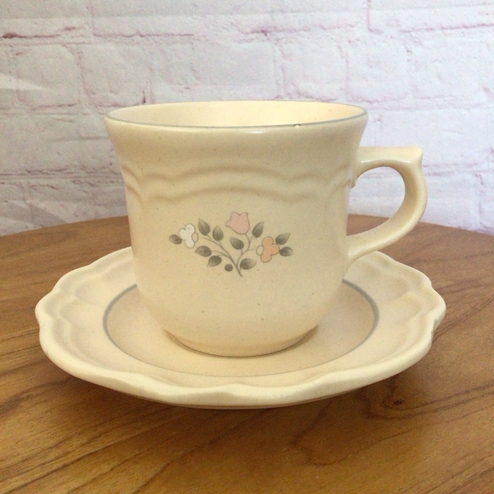 Vintage Pfaltzgraff Remembrance Cup and Saucer Set